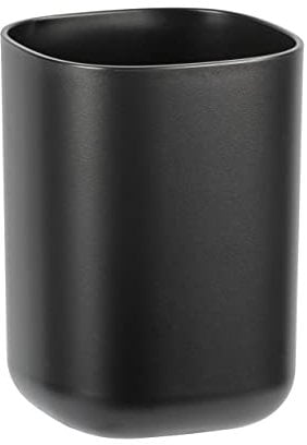 WENKO Zahnputzbecher Davos, Zahnbürstenhalter oder Pinselhalter, aus hochwertigem Kunststoff, BPA-frei, Ø 7,7 x 10,5 cm, Schwarz matt