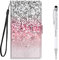Grandoin für Samsung Galaxy A50 Hülle, Handyhülle im Brieftasche-Stil, Handytasche PU Leder Flip Cover Kreative Muster Book Hülle Magnet Case TPU Schutzhülle Lederhülle Case (Bling-Glitzer)
