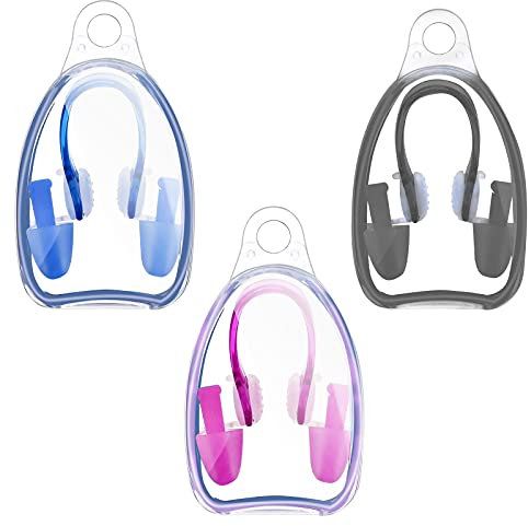 3-Pack Silicone Nose Plugs & Earplugs Sets - Waterproof Nose & Ear Protectors for Adults, Kids, Women & Men - Swimming, Water Sports & Pool
