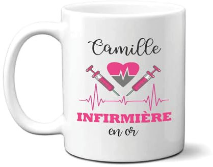 Lalasol Tasse à Café et Thé Cadeau Personnalisé Prénom Pour Collègue Ami Famille Anniversaire Frère Sœur – Mug Message Infirmière En Or Merci Pour Pot de Départ Noel – Original