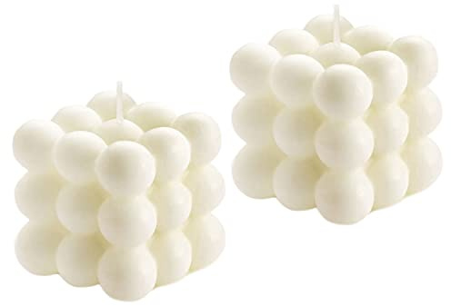 2 Stück Bubble Candle Raumdekoration – Vanilleduft, Geschenke für Frauen, dänische Pastell-Bubble-Würfel-Kerzen, ästhetische Regaldekoration und trendige dekorative Kerzen für Zuhause und Büro