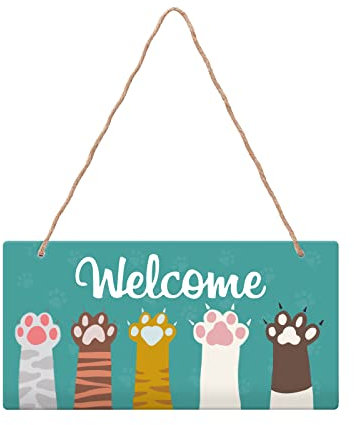 SUPERDANT Stampa di Zampa Piastra in Plastica Casa Porta Segno Rustico Benvenuto Piastra di Porta Divertente Parete Porta Decorazione per Casa Fattoria Decorazione 15x30x0,5cm