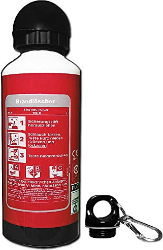 EINSATZGEIL FIREBOTTLE Brandlöscher | Trinkflasche 600ml mit zwei Verschlüssen & Karabiner | Feuerwehr-Design bedruckt