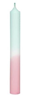 Stabkerzen Dip-Dye 180mm x Ø 22mm handgetaucht - Farbdesign Kerzen, Brenndauer 8h, hochgereinigt, rußarm, geruchsneutral, rückstandsfrei, Farbkombination:Mint-Pastellaltrosa, Pack mit:2 Stück