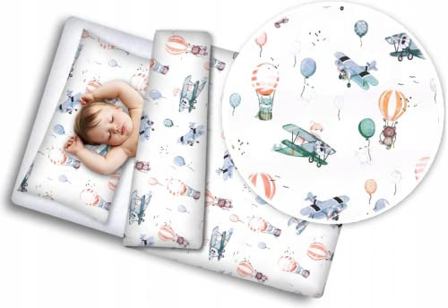 BABYMAM 2pc Cotton Baby Bedding Cot Toddler Duvet Cover and Pillowcase Set to Fit Cot Bed 120x90cm Dreamy Flight