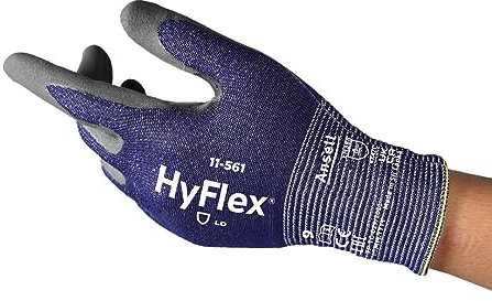 Ansell HyFlex 11-561 Schnittschutz-Handschuhe, Atmungsaktive Nitril-beschichtung, Höchste Weiterreißfestigkeit, Dünne Arbeitshandschuhe Herren Damen, Waschbare, Blau, Größe 2XL (1 Paar)