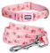 YUDOTE Ensemble collier et laisse pour chiot - Collier et laisse en nylon robuste - Pour chiennes actives de très petite taille - Usage quotidien - Rose floral