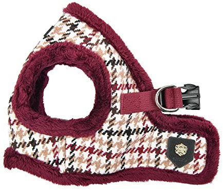 Puppia Gianni Vest Hundegeschirr Step-in Warm Winter Blumenmuster für kleine und mittelgroße Hunde, Weinrot, Größe XL