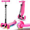 Cutemelo Bambino Monopattino 3 Ruote Illuminate a LED Multicolore, Monopattini con Impugnatura Regolabile in Altezza Dai 3 ai 12 Anni (Rosa1)