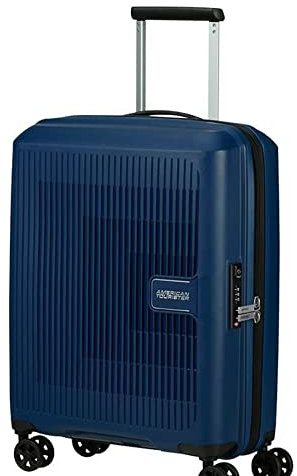 American Tourister Aerostep - Spinner S, Erweiterbarer Handgepäck, 55 cm, 36/40 L, Blau (Navy Blue)