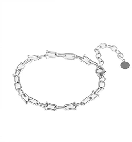 Südkorea S925 Ganzkörper Sterling Silber Thai Silber u Form Armband Licht Luxus Cooler Stil Trend Modetrend, Thai Silber (16+5) cm, Sterling Silber