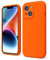 oakxco for iPhone 14 Phone Case Liquid Silicone, Fluorescent Bright Solid Color, Cute Thin Slim Soft Rubber TPU Plain Smooth Gel Matte Protective Cover for Women Girl, Burnt Neon Orange