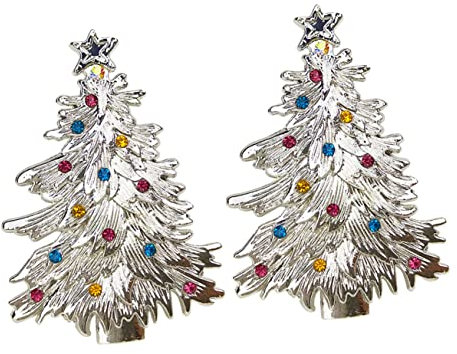 STOBOK 2st Weihnachtsbaum-serviettenschnalle Weihnachtsserviettenringe Perlen Serviettenringe Serviettenbänder Strass-serviettenringe Glöckchen Weihnachten Tischgesellschaft Legierung