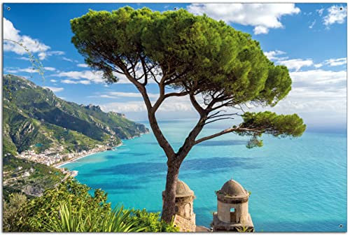 Wallario Outdoor-Poster für Garten oder Balkon Italienische Küste, Motivbanner Größe: ca. 60 x 90 cm, Outdoor-Bild