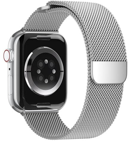 Magnet für Apple Watch Armband 45mm 44mm Ultra 49mm 41mm 40mm iWatch Armbänder 46mm 42mm 38mm Herren/Damen,Metall Edelstahl Milanaise Band für Apfelband Series 10 9 8 7 6 5 4 3 2 Se 2nd Ersatzarmband