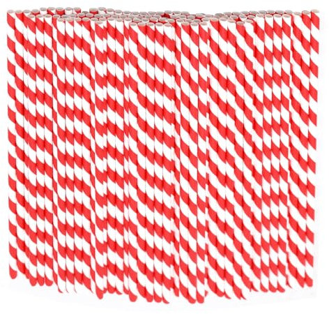 Lives on Green Lot de 100 pailles en papier de 0,6 cm de long avec rayures rouges et blanches pour anniversaires, mariages, événements, fêtes