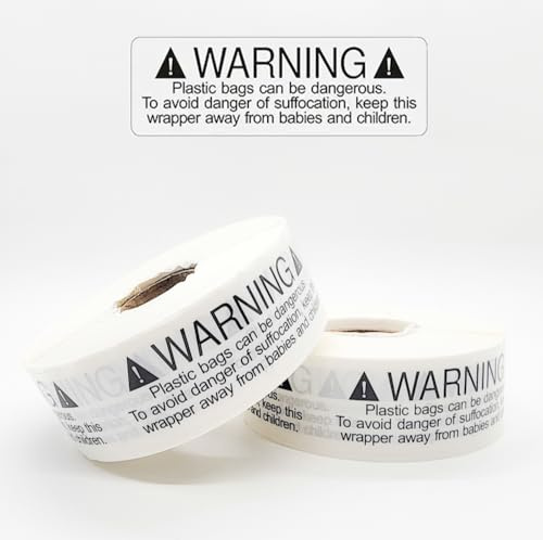 1000 Labels 1x3 inch Transparent Suffocation Warning Label Choking Hazard Self Adhesive FBA Approved Labels Stickers (2 Rolls of 500)