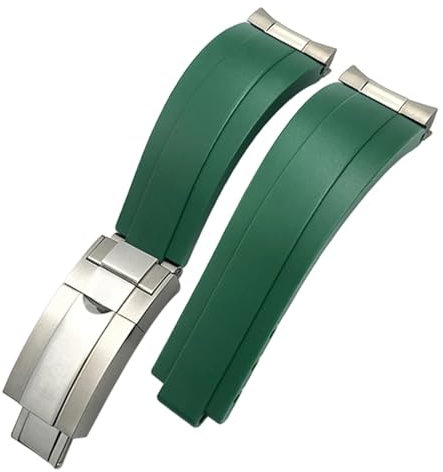 SDUTIO 20mm Kautschuk Uhrenarmband mit kurzer Schnalle für Rolex Daytona Submariner Role OYSTERFLEX Yacht Master Silikon Armband klein, Silver Buckle Link, Achat