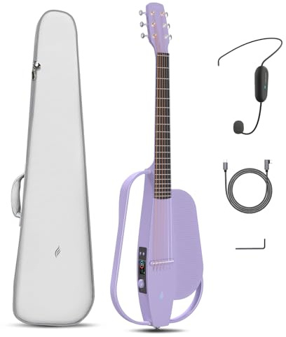 Enya NEXG SE Elektrische Akustikgitarre aus Kohlefaser 38'' mit Headset | Professionelle Smarte gitarre für Erwachsene Anfänger Reisegitarre Konzert Party Gift(Lila)