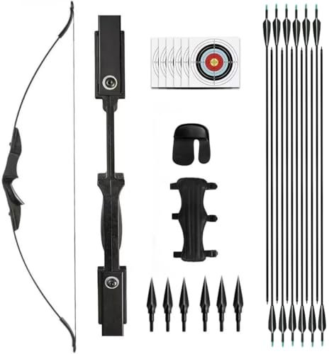 Recurve Bogen und Pfeile Set Bogenschießen Takedown Bogen Jagd 30/40lbs Erwachsene Jagdschießen Outdoor Anfänger Schießen mit Bogenschießen Zubehör Langbogen Set (40lbs Bogen Set)