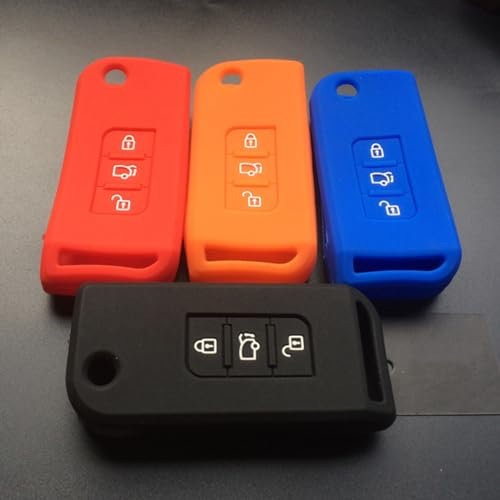 ZAD 3 pulsanti Custodia per chiave in silicone per auto Cover Flip Set portachiavi con telecomando (azzurro) Per Mahindra,Per Roger XUV 500