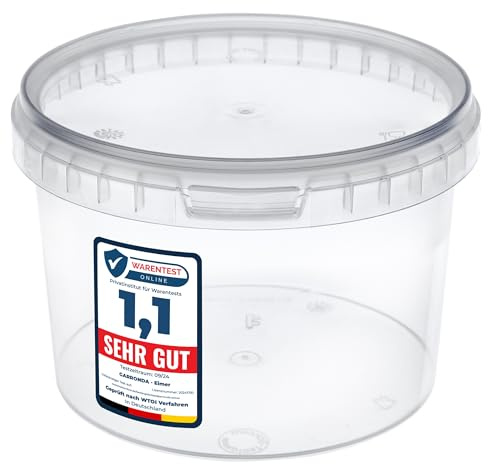 Garronda Eimer mit Deckel 0,5 Liter 1 Stück Aufbewahrungsbehälter GD-0072 | Transparent, für die Lagerung von Lebensmitteln und chemischen Produkten, kompakter Plastikbehälter für Haushalt und Gewerbe
