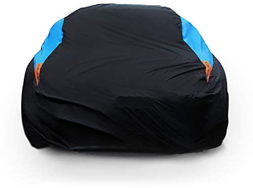 MORNYRAY wasserdichte Autoabdeckung Allwetter Schneesicher UV-Schutz Winddicht Outdoor Full Coupe/Cabrio Autoabdeckung Universal Fit für Coupe/Cabrio (Fit Coupe/Cabrio bis 421.6 cm, Blau)