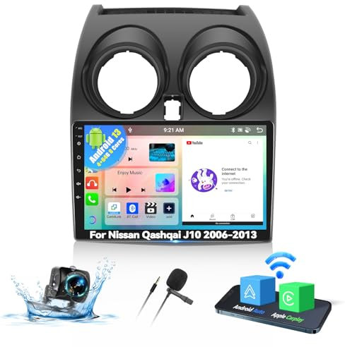 OiLiehu 4+64G 8 Core Android 13 2 DIN Radio para Nissan Qashqai J10 2006-2013 CarPlay Android Auto Pantalla Radio Coche 9 Pulgadas Soporte Bluetooth GPS FM RDS WiFi DSP/EQ Cámara