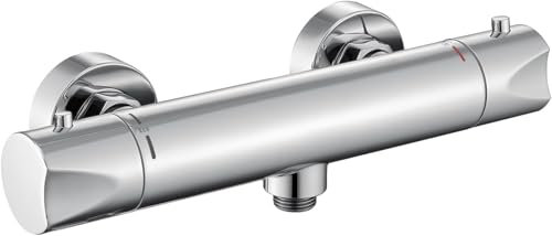 HOMELODY Duscharmatur mit Thermostat,Duschthermostat Duscharmatur Thermostat Dusche Mischbatterie mit 38 °C Sicherheitstaste,Aufputz Thermostat Brausebatterie,Thermostat Mischbatterie für Bad