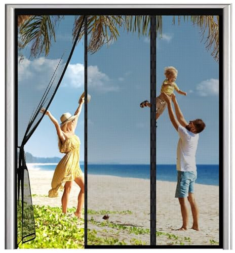 Camping car Porte Rideau Moustiquaire 295x280cm Joint Magnétique de Haut en Bas Aimant Noir