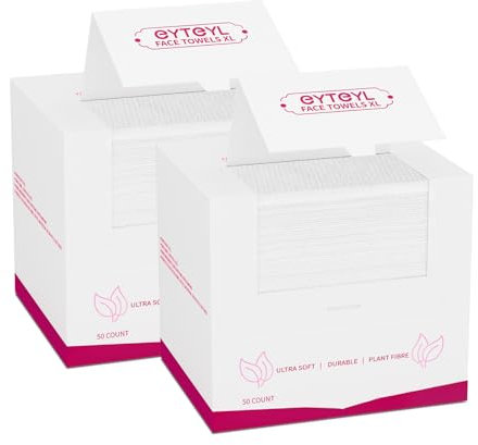 Disposable Face Towel XL 100 Count, 25x30cm Face Towelettes, Cloth Tissue, Facial Towel Compatible with Clean Skin, Makeup Remover Cloth and Facial Wash Dry Wipes (EF Pattern)