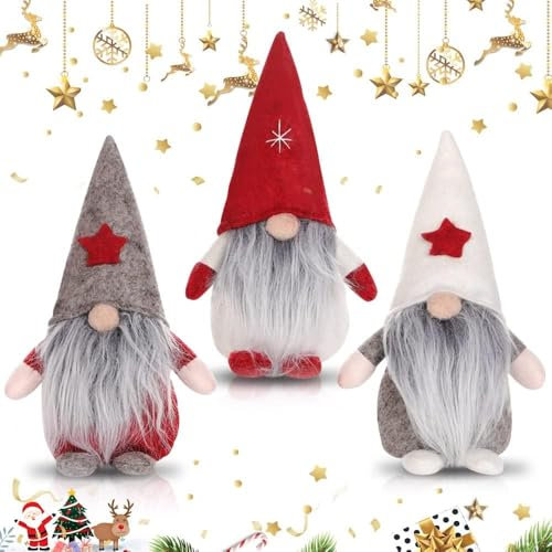 REFORUNG Weihnachten Deko Wichtel 3er Set Weihnachtswichtel Plüsch Wichtel Figuren Weihnachtspailletten Herbst Deko Wichtel Baumanhänger Weihnachtszwerge Wichtel für Weihnachten(3 Stück-Bunt)