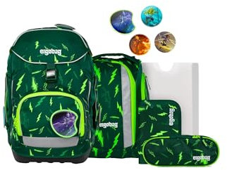 ergobag Pack Set ergonomischer Schulranzen Flexibel 6-teilig Set 1. Klasse Grundschule für Mädchen und Jungen