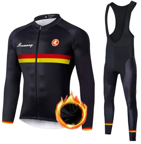 UGLY FROG Radtrikot Set Herren Fahrradtrikot, Langarm Set mit 20D-Gel-gepolsterten Langarm Trägerhose Radhose, Fahrradbekleidung Set für Radfahren MTB
