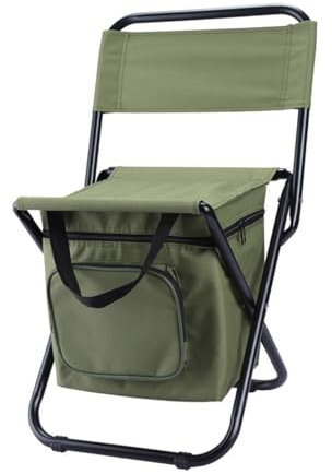 Happyyami 1pc Folding Fishing Chairs Backrest Insulated Storage Bag Outdoor Support Lightweight Portable Camping Chair for Fishing Hiking Picnics Travel Frame