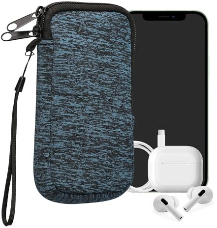kwmobile Handytasche für Smartphones M - 5,5 - Neopren Handy Hülle Deep Ocean Schwarz - Handy Tasche 15,2 x 8,3 cm Innenmaße