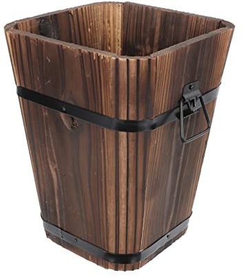 YARNOW Maceta De Madera Maciza Estilo Vintage Forma Cubo Soporte Suculentas para Balcón Jardinera Madera Duradera