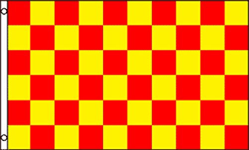Bandiera a scacchi rossa e gialla, 9 x 1,5 m, in poliestere