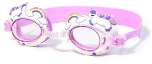EIROVYA Occhialini da Nuoto per Bambini Occhiali da Piscina Trasparenti Antiappannamento per Bambina, Stile Unicorno, 1 pezzo