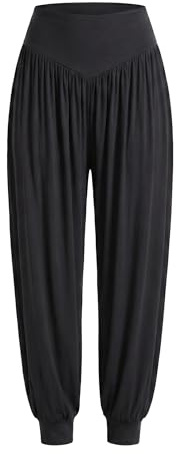 Gemütliche Yoga-Jogginghose für Damen, lockere Workout-Sweathose, bequeme Loungehose, Modal, Pilates, Haremshose, Schwarz , XXL