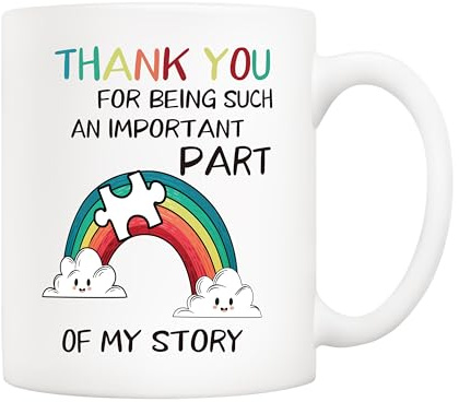 5Aup Thank You for Being Such an Important Part of My Story Ceramic Coffee Mug Gifts – 11oz – Cute Puzzle Piece & Rainbow Design – Perfect for Teachers, Friends, Family & Loved Ones