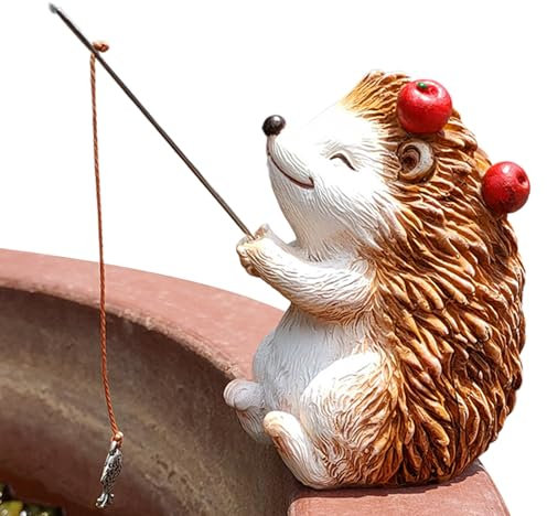 Gartenstatue Dekoration – Aquarium-Igel-Ornamente für Zuhause, kompakte Angelszene für Zuhause, Rasen, Aquarium, Familie, Büros, Freunde, Balkon, Terrasse, Dekoration