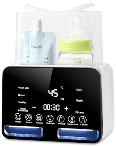 11-in-1 Flaschenwärmer Baby – Babyflaschen Wärmer & Milchwärmer mit Dampf-Sterilisator, Auftauen, Timer, Echtzeit-Temperaturanzeige & Warmhaltefunktion, Muttermilch Erwärmer mit Touchscreen