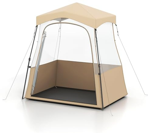 GYMAX Tienda de Campaña de Burbuja, Resistente al Invierno con Techo, con Cuerdas de Tensado, Estacas, Tienda Transparente, Carpa Portátil para Pesca, Eventos Deportivos (183,5 x 135,5 x 173 cm)