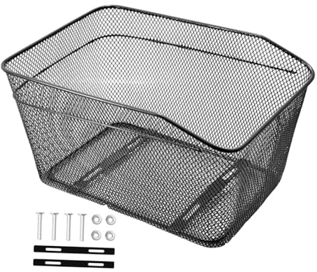 Hellery Panier Arrière Vélo Grande Capacité, Porte-Bagages en Treillis Métallique Résistant, Corbeille Robuste Anti-Rouille pour Courses et Casques, Installation Facile pour VTT et Vélos Ville