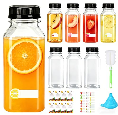 8pcs Botellas de Plastico 250ml, Sin BPA, Sin Fugas, Botellas