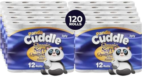 Panda Cuddle Classic Soft Quilted Toilet Tissue, 3 Ply, Unscented, 120 Rolls
