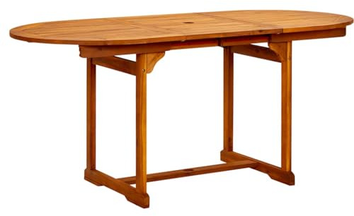 HPUYRFG Garten-Esstisch aus massivem Akazienholz, (120-170) x80x75 cm, ausziehbarer Holztisch für den Outdoor-Bereich mit ölbehandelter Oberfläche