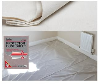 ProDec Advance 12ft x 12ft Cotton Dust Sheet Drop Cloth Reusable | Water Resistant Protector For Painting Decorating Covering Floors & Furniture, Absorbs Spills, No Soak Through