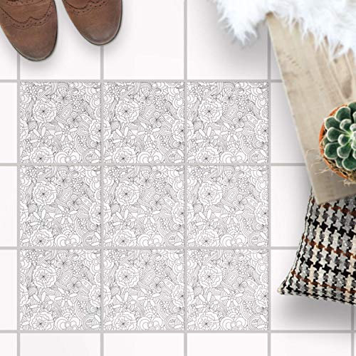 Fliesenfolie für - [ Boden Fliesen ] - Aufkleber Folie Sticker für Boden-Fliesen - Küche oder Bad I Fliesensticker als alternative zu Fliesenlack I 15x15 cm - Design Creative Lines